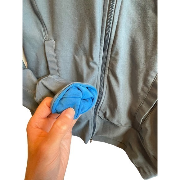 Nike Fit Dry Women's Grey Blue & Bright Blue Full Zip Athletic Collared Jacket - Picture 7 of 11
